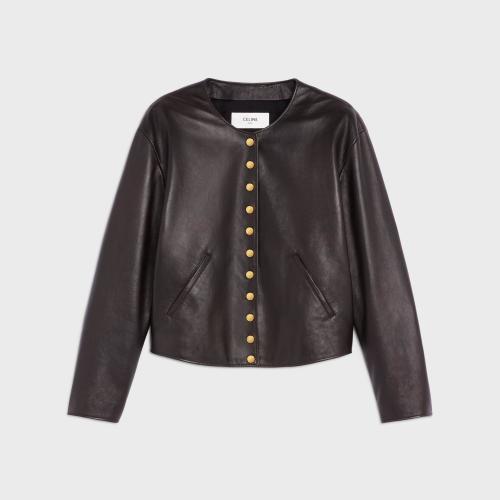  CELINE赛琳思琳 22年秋冬 女士 夹克 柔软羊皮革按扣_色衣领夹克 2F349305Q.19EH