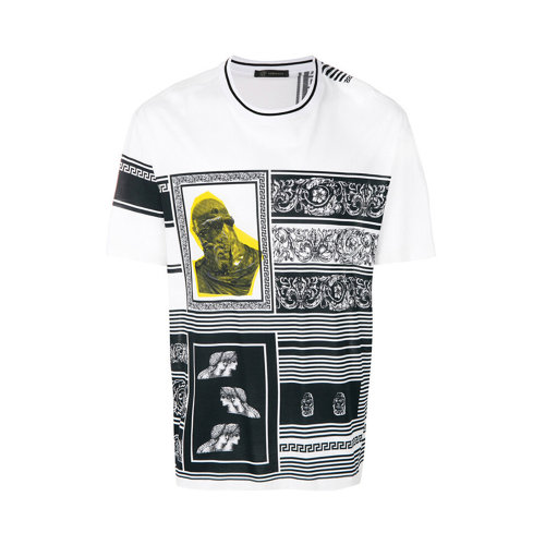 VERSACE/范思哲 男士白色棉质图案短袖T恤 A79031-A224833-A7771