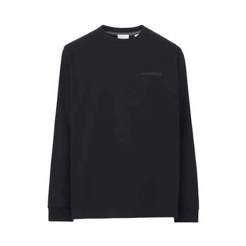 BURBERRY/博柏利 男士黑色棉质logo印花长袖T恤 8048245