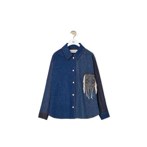  LOEWE罗意威 22年秋冬 女士 长袖衬衫 Anagram overshirt in denim S359Y50X01-5431