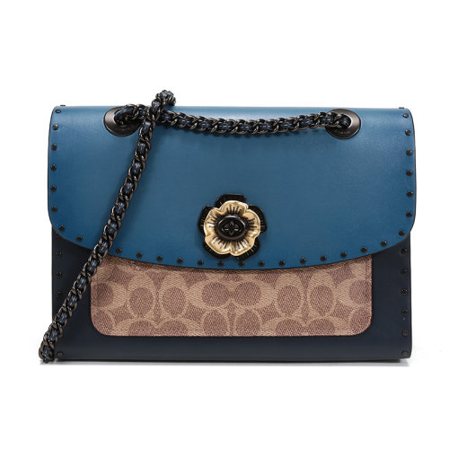 COACH/蔻驰 女士涂层帆布/配皮山茶花单肩斜挎包967