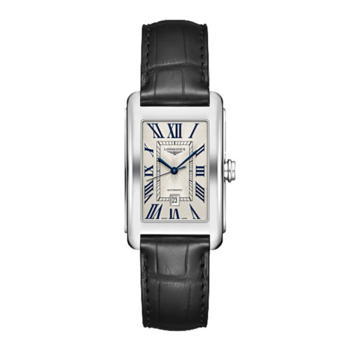 LONGINES/浪琴 黛绰维纳系列 自动机械表黑色皮表带长方形银盘男表27.70 X 43.80毫米L5.757.4.71.0