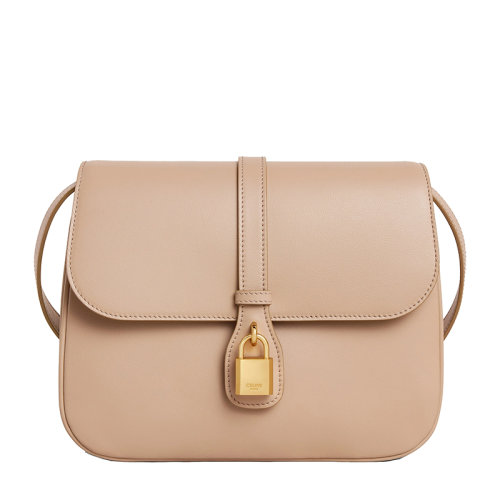 CELINE/赛琳 22新款TABOU系列 女士中号卡其色（safari）小牛皮金扣配可拆卸肩带翻盖开合单肩包196583DK1.03SA