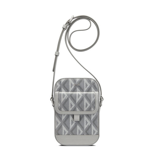 DIOR/迪奥 22春夏新款HIT THE ROAD系列 男士灰色CD Diamond图案帆布拉链开合竖版单肩斜挎手拿包手机包2ESCA415CDP_H42E