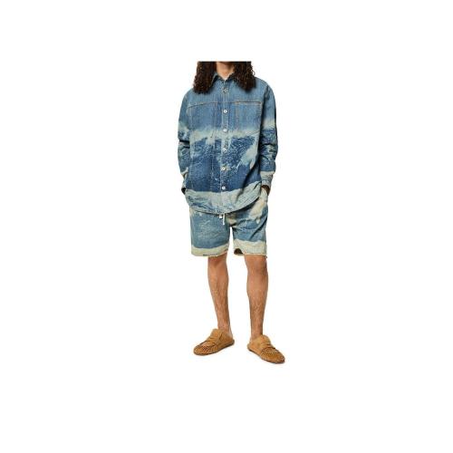 LOEWE罗意威 22年秋冬 男士 短裤 Surf print drawstring shorts in denim H616Y11X08-5320