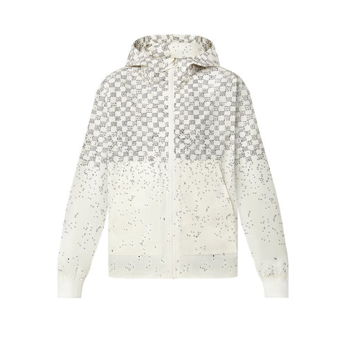 Louis Vuitton/路易威登 22年春夏新款 DAMIER SPREAD系列 男士光学白色聚酯纤维防水科技面料棋盘格印花防风夹克风衣1AA52Z