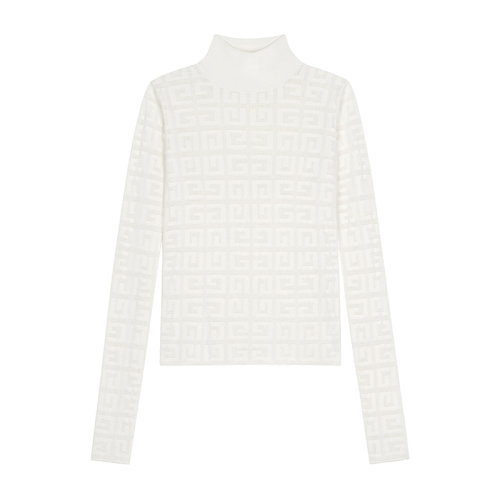 Givenchy/纪梵希  女士米白色4G LOGO提花弹力修身针织衫BW90DK4ZAQ-130