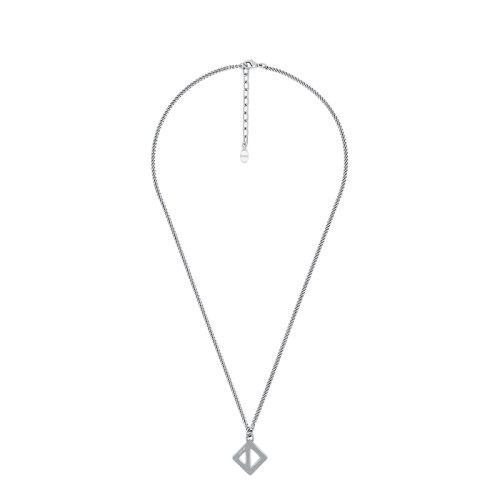 Dior/迪奥 22春夏新款Diamond系列 男士银色饰面银黄铜做旧雕刻三角标志细链条吊坠项链 N1643HOMMT_D200