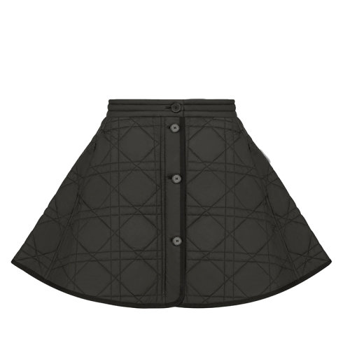 DIOR/迪奥      Macrocannage系列 女士黑色绗缝科技塔夫绸迷你半身裙157J66A2827_X9000