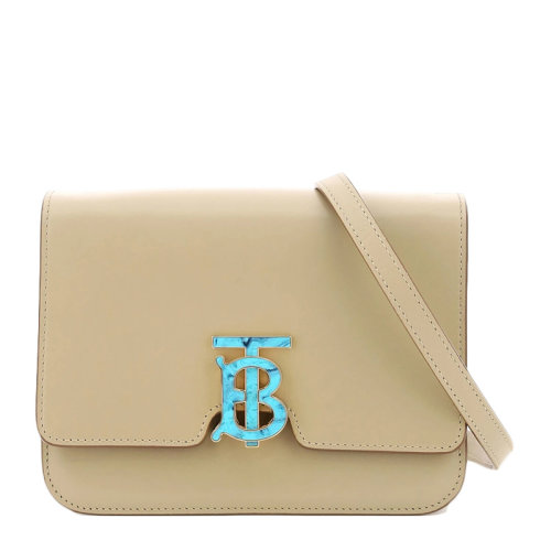 BURBERRY/博柏利 女士浅棕色皮革TB标识单肩包斜挎包女包 8013773