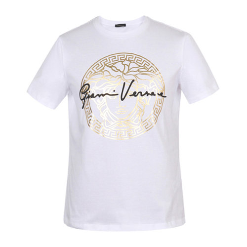VERSACE 范思哲 女士 服装  白色圆领美杜莎图案棉质短袖T恤 女士短袖T恤