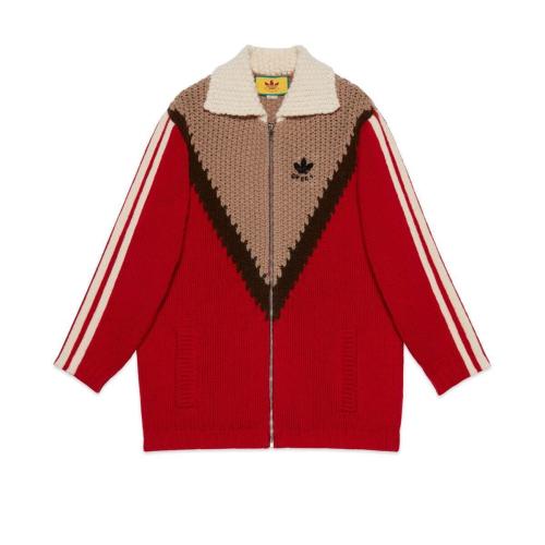  GUCCI古驰 22年秋冬 女士 adidas x Gucci联名系列羊毛开衫 713000 XKCPO 6429