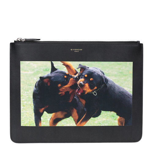 Givenchy 纪梵希  男士黑色牛皮狗狗印花手拿包