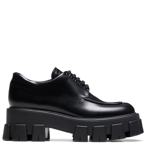 PRADA/普拉达 秋冬 Monolith系列 女士黑色亮面小牛皮系带鞋1E708L_B4L_F0002_F_B055