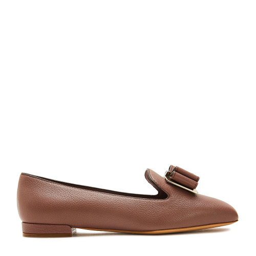 Salvatore Ferragamo/菲拉格慕 深粉色 女士ZANETA蝴蝶结饰乐福鞋 733752-01R407