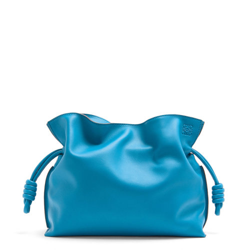 LOEWE/罗意威 20  Flamenco系列 女士泻湖蓝纳帕小牛皮束带封口单肩斜挎手拿包0010623858