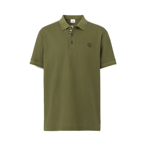 BURBERRY/博柏利 22年春夏新款 男士橄榄绿色纯棉珠地网眼布专属标识装饰短袖Polo衫80552261