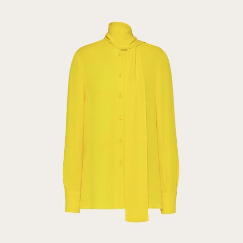  VALENTINO华伦天奴 22年秋冬 女士 长袖衬衫 CHEMISE EN GEORGETTE XB3AB3B21MHMD1