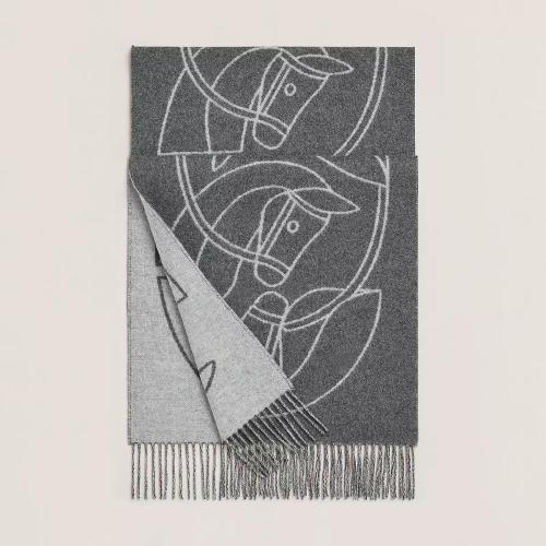  HERMES爱马仕 22年秋冬 女士 围巾 Echarpe Casaque Entrelacs Equestres H253955S 02