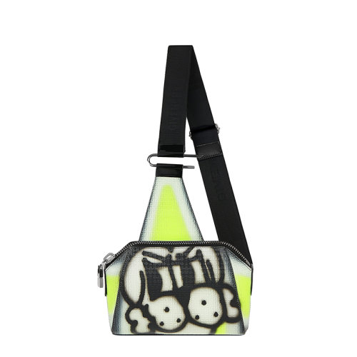 Givenchy/纪梵希 22春夏新款Chito联名Antigona系列 男士小号荧光黄/黑色/白色牛皮革小狗印花胸包斜挎单肩包 BKU01TK1DA-734
