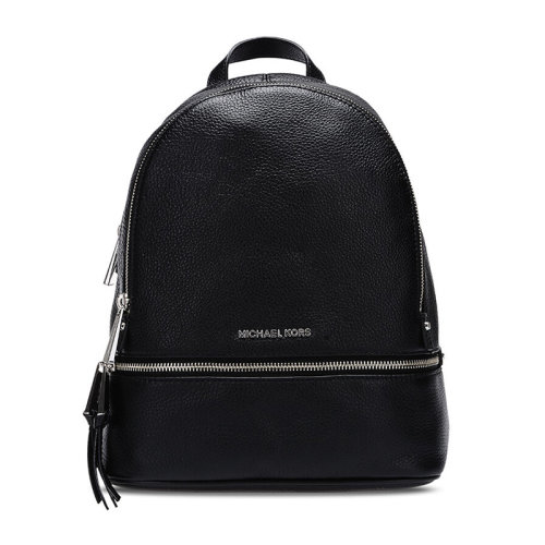 Michael Kors/迈克·科尔斯 RHEA ZIP系列女士黑色牛皮拉链式开合手提包双肩包背包女包 30S5SEZB1L-BLACK