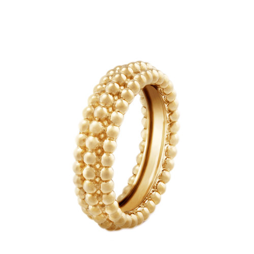 Van Cleef & Arpels/梵克雅宝 Perlée perles d'or系列 18K金黄金三排珍珠轮廓戒指指环VCARP0X800