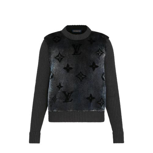  LV路易威登 22年秋冬 男士 针织衫 MONOGRAM 皮草圆领毛衣 1A8A32 1A8A37 1A8A35 1A8A34 1A8A3 预定商品2-8周发货