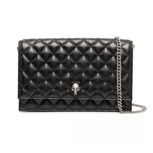 Alexander McQueen/亚历山大麦昆 女士 女包 黑色皮革时尚斜挎包单肩包 6302661LYAL1000