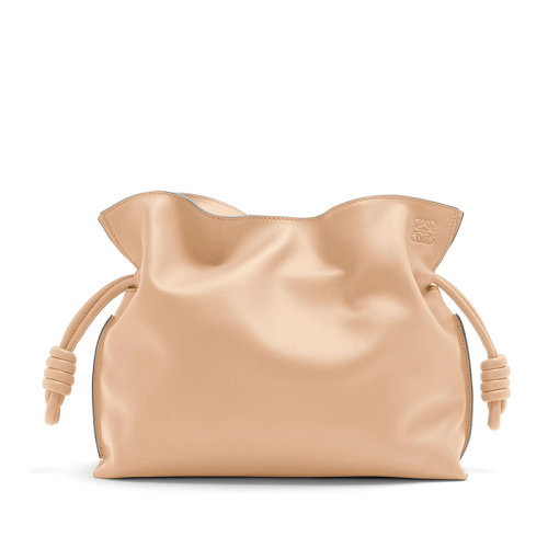 LOEWE/罗意威 22新款Flamenco系列 女士裸色纳帕小牛皮抽绳拉紧单肩斜挎手拿包A411FC1X62-7620