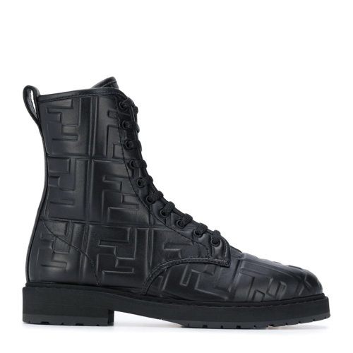 FENDI/芬迪  女士 21春夏 黑色皮革浮雕双F靴子 女士短靴