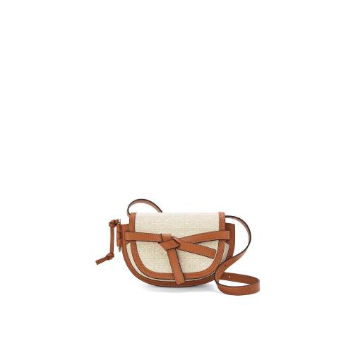  LOEWE罗意威 22年秋冬 女士 单肩包 Mini Gate Dual Anagram bag in jacquard and calfskin A6