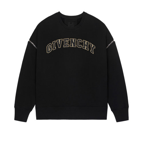 Givenchy/纪梵希 22年早春新款 男士黑色纯棉拉绒可拆卸衣袖logo卫衣BMJ0ER3Y69-001