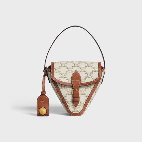 CELINE赛琳思琳 22年秋冬 女士 手拿包 JEU DE PéTANQUE EN TOILE TRIOMPHE ET VEAU 4M0722DL