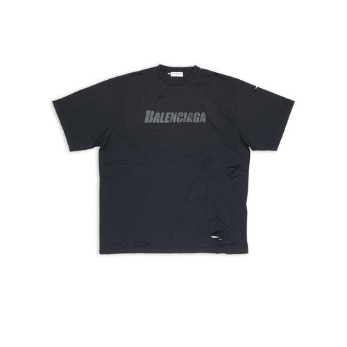 Balenciaga/巴黎世家 22年秋冬新款 女士黑色纯棉撕裂效果短袖T恤651795TKVB80106