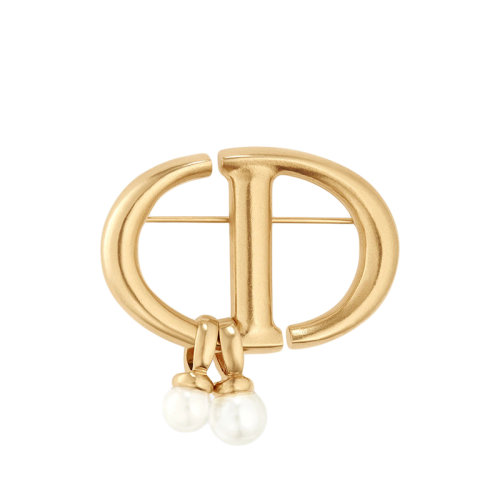 DIOR/迪奥 22春夏新款CD NAVY系列 女士金色金属白色小树脂珠CD胸针V0693CDNRS_D301