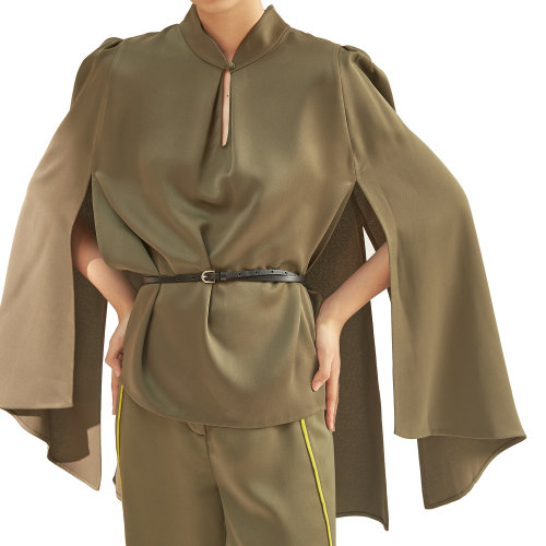 19年秋冬款nisiss/怡夕开衩设计小立领斗篷女装定制n182sj21