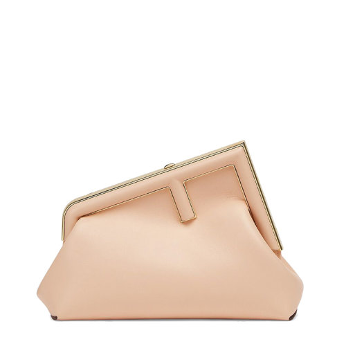 FENDI/芬迪 20  FENDI FIRST系列 女士小号粉色小羊皮斜向F形搭扣单肩斜挎手拿包8BP129ABVEF1BA9