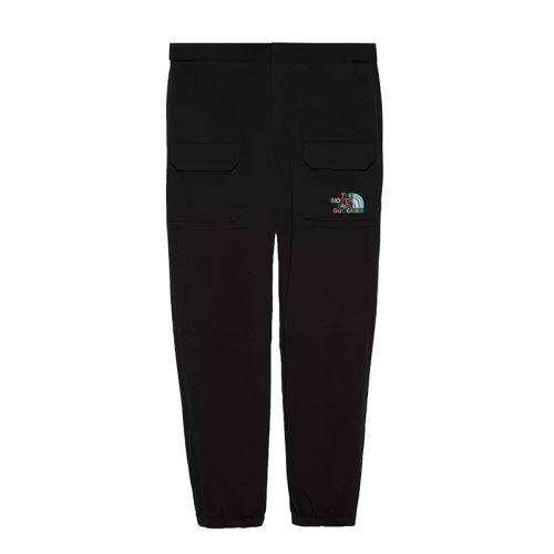 GUCCI/古驰 22秋冬款 The North Face联名系列 男士黑色聚酰胺饰有彩色刺绣LOGO图案魔术贴开合口袋后袋饰有泰迪熊贴片纽扣开合长裤?671468ZAIAO1000