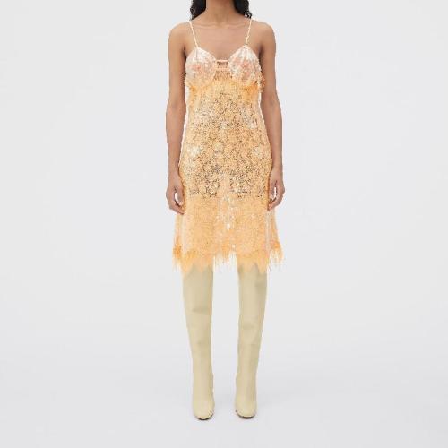  BV葆蝶家 22年秋冬 女士 连衣裙 robe en dentelle de lin florale avec sequins 716599V2F707