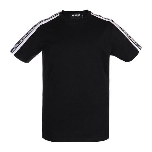 VERSACE/范思哲 男士黑色棉质经典字母徽标印花装饰圆领短袖上衣T恤 BU90709-BJ10388-B2144