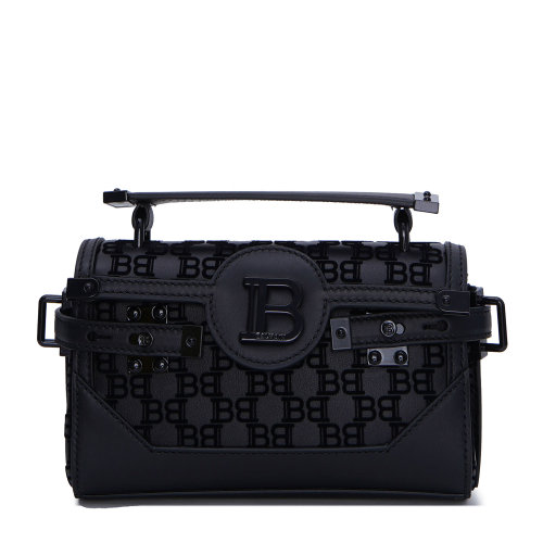 Balmain/巴尔曼 黑色 女士BBUZZ 植绒老花BAGUETTE法棍手提包 UN1S515LMKM  秋冬
