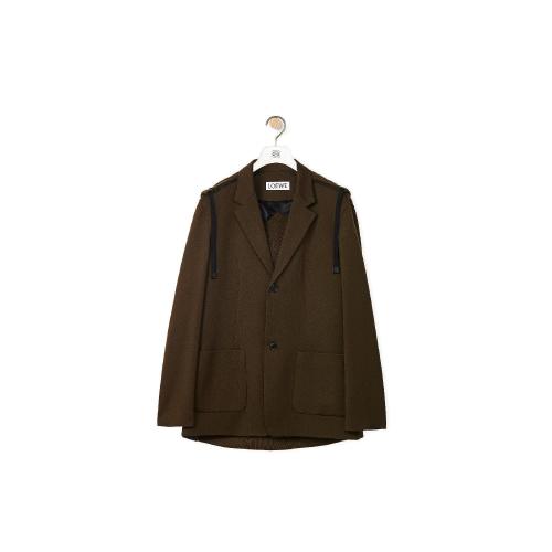  LOEWE罗意威 22年秋冬 男士 夹克 Hybrid hooded jacket in wool H526Y03W44-4153