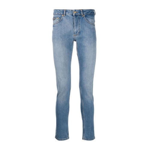 VERSACE JEANS/范思哲牛仔 男士浅蓝色棉质混纺莫代尔经典字母徽标刺绣装饰休闲裤牛仔裤长裤男裤 A2GZA0O4-60564-904