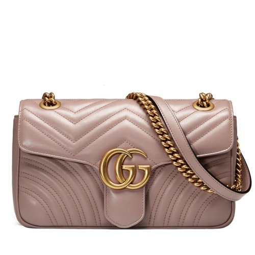 GUCCI/古驰 小号GGMarmont女士裸色波浪纹金属扣链条单肩斜挎包 ?443497 DTDIT 5729