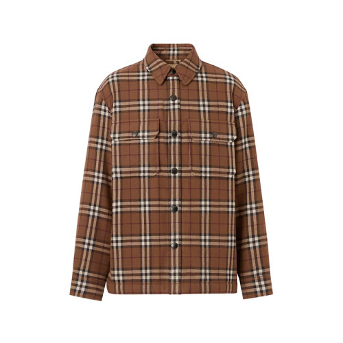 BURBERRY/博柏利 【22秋冬新款】 男款绵羊毛衬衫式棉服外套桦木棕Vintage格纹 80573721
