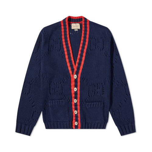 GUCCI/古驰 男士海军蓝色棉质系扣外套开衫 692156-XKCBA-4668