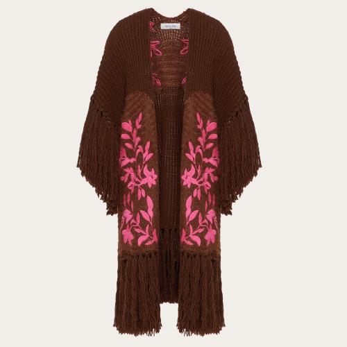  VALENTINO华伦天奴 22年秋冬 女士 斗篷 PONCHO BRODé EN LAINE COTON ET SOIE XB3KS01M6YLY9