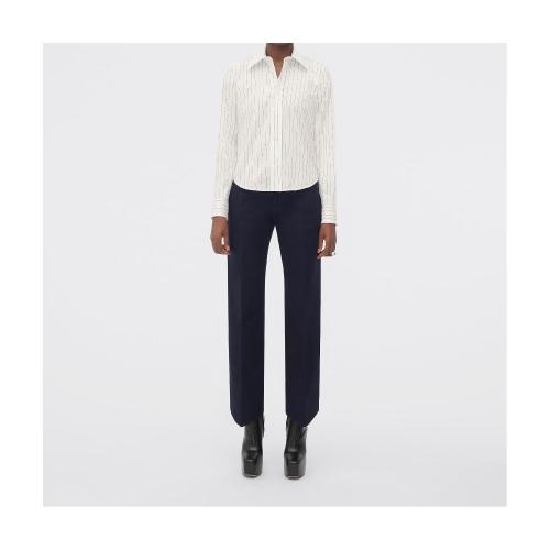  BV葆蝶家 22年秋冬 女士 长袖衬衫 chemise en popeline de coton a fines rayures 716905V2FE