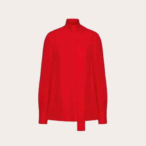  VALENTINO华伦天奴 22年秋冬 女士 长袖衬衫 CHEMISIER EN GEORGETTE 1B3AB3Y31MH157