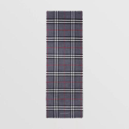  BURBERRY 22年秋冬 女士 格纹丝毛混纺轻盈围巾 80609571